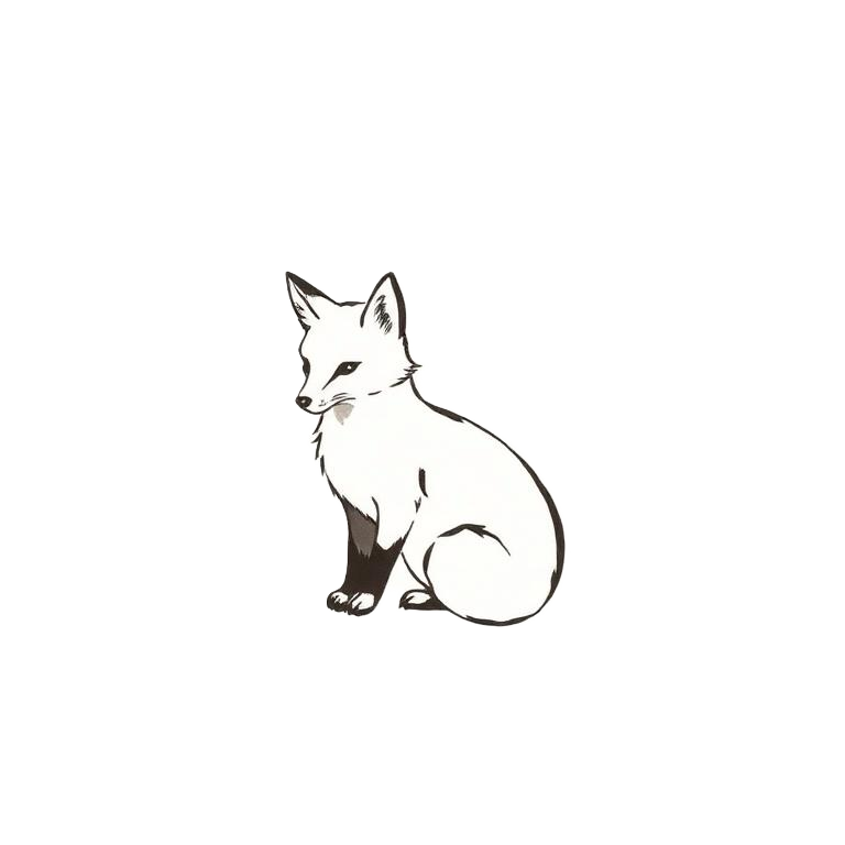 Ink illustration of a kitsune fox
